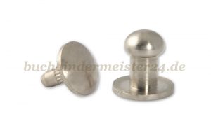 Patronenknöpfe<br>9 mm lang, vernickelt<br>mit Einpresskopf