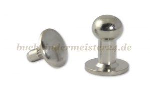 Patronenknöpfe<br>13 mm lang, vernickelt<br>mit Einpresskopf