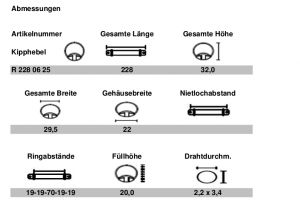 Kipphebelmechaniken<br>20 mm Füllhöhe<br>inkl. Rückenschiene