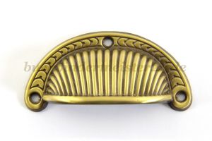 Shell handles<br>80 x 38 mm<br>burnished brass