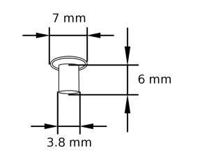 Tubular rivets<br>nickel plated<br>3.8 X 7 X 6 mm