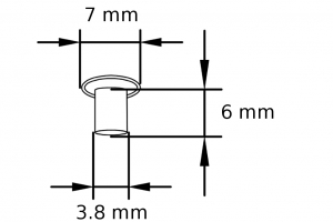 Tubular rivets<br>black laquered<br>3.8 X 7 X 6 mm