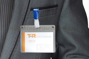 Ausweisclips<br>blauer Kunststoffclip<br>Kunststofflasche
