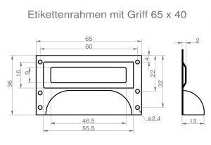 Shell handles with label holder<br>65x36mm<br>for labels 51x13m
