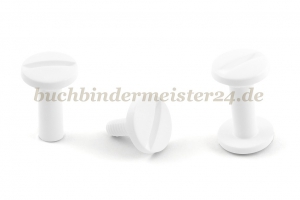Buchschrauben<br>aus Kunststoff<br>15 mm Fassung<br>weiss