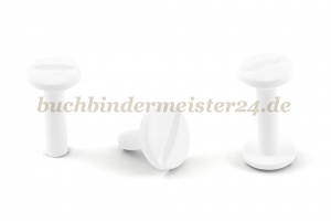 Buchschrauben<br>aus Kunststoff<br>20 mm Fassung<br>weiss