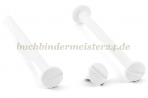 Buchschrauben<br>aus Kunststoff<br>70 mm Fassung<br>weiss