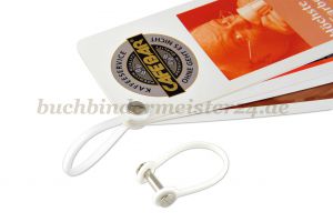 Schlaufen für Buchschrauben<br>128 mm lang<br>weiss