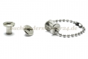 Kollektions-Buchschrauben<br>Messing vernickelt<br>7,5mm Fassung