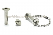 Kollektions-Buchschrauben<br>Messing vernickelt<br>20 mm Fassung