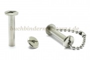 Kollektions-Buchschrauben<br>Messing vernickelt<br>25 mm Fassung