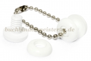 Kunststoff-Druckösen<br>mit Loch, weiss<br>0-6 mm Fassung