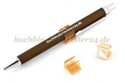 Stifthalter aus Kunststoff<br>selbstklebend<br>orange
