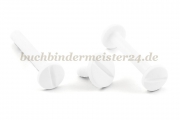 Buchschrauben<br>aus Kunststoff<br>30 mm Fassung<br>weiss